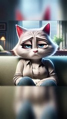 Tired Mother Cat Cant Get Any Rest funny catlover cuteanimals cartoon