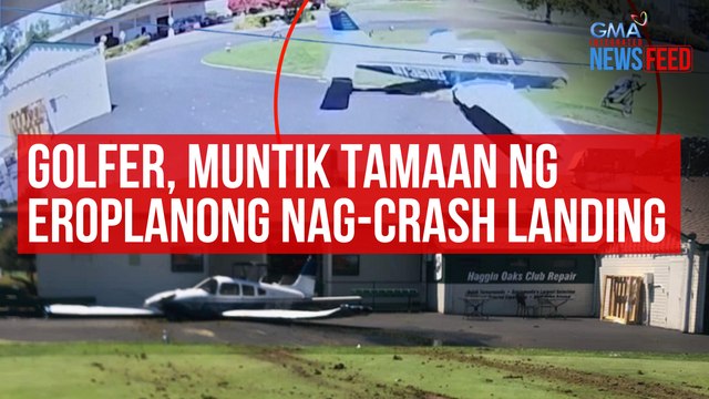 Golfer, muntik tamaan ng eroplanong nag-crash landing | GMA Integrated Newsfeed