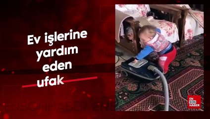 Ev işlerine yardım eden ufaklık