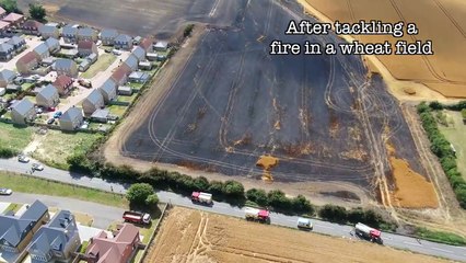 Aerial footage shows devastating impact of field fire in Manston