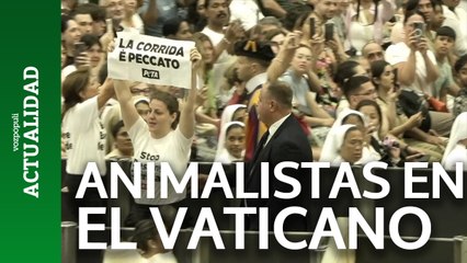 Animalistas protestan contra las corridas de toros durante la audiencia del Papa