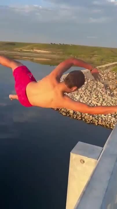 Man Lands Awkwardly Into Water