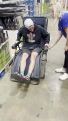 Man Falls Down as He Tries to Recline Chair