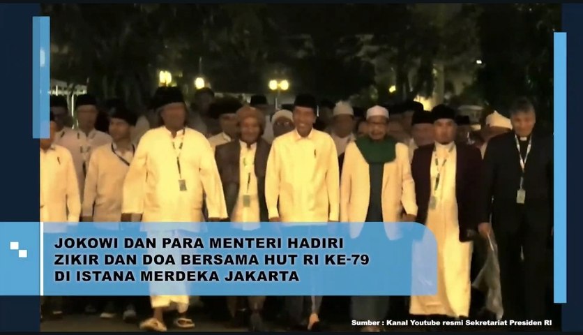 Jokowi dan Para Menteri Hadiri Zikir dan Doa Bersama HUT RI ke-79 di Istana Merdeka Jakarta