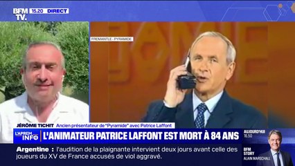 Le décès de Patrice Laffont "est un vrai choc" pour Jérôme Tichit, ancien présentateur de l'émission "Pyramide"