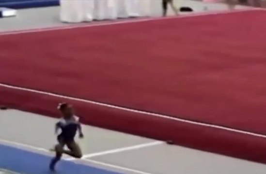 Watch tiny Simone Biles getting upset at falling on her vault