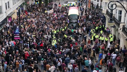 Drone footage shows extent of protests in Brighton