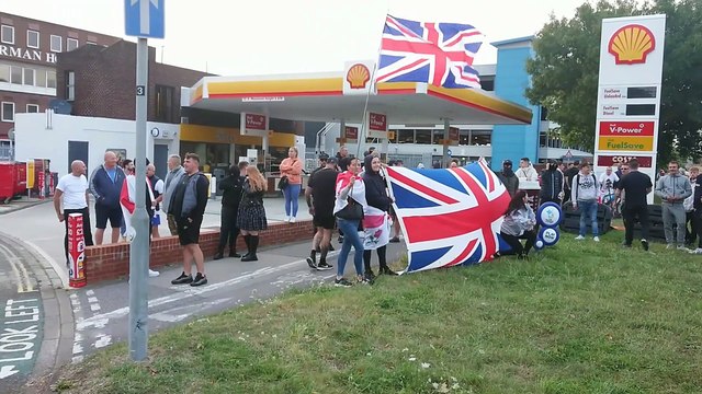 Anti-immigration protestors M275 blocked Portsmouth