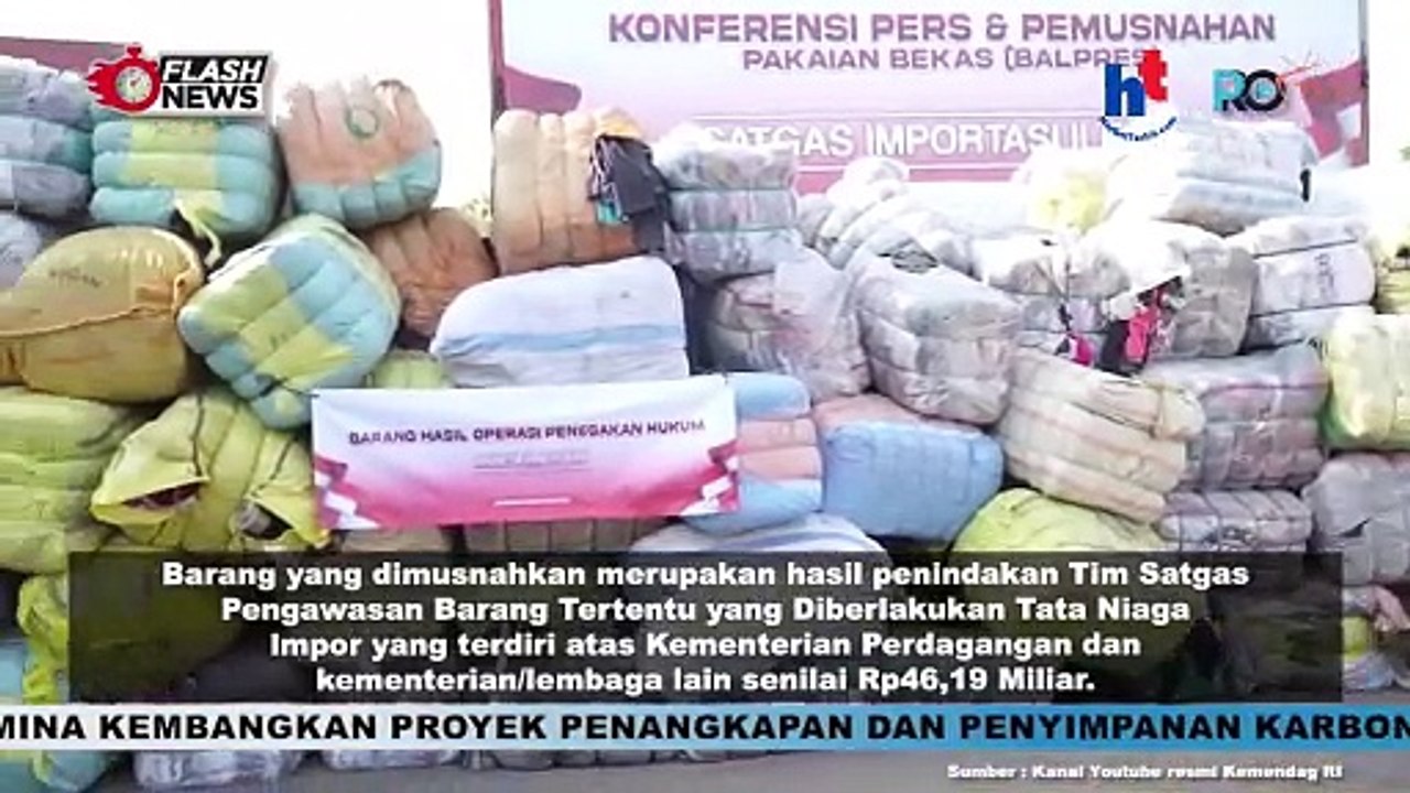 Mendag RI Pimpin Pemusnahan Produk Pekaian Bekas Impor Ilegal Senilai Rp46,19 Miliar