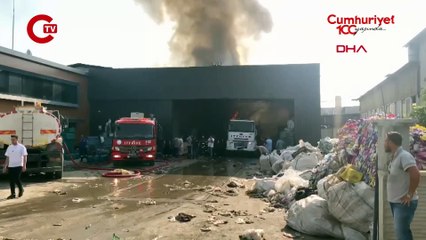 Adana'da geri dönüşüm fabrikasında korkutan yangın!