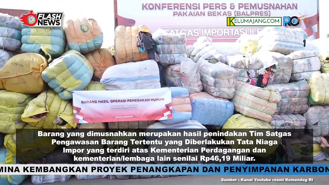Mendag RI Pimpin Pemusnahan Produk Pakaian Bekas Impor Ilegal Senilai Rp 46,29 Miliar