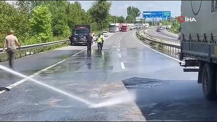 D-140 kara yoluna dökülen asit paniğe yol açtı