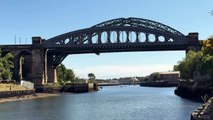 Timelapse footage shows barge arriving carrying bridge structures to Sunderland