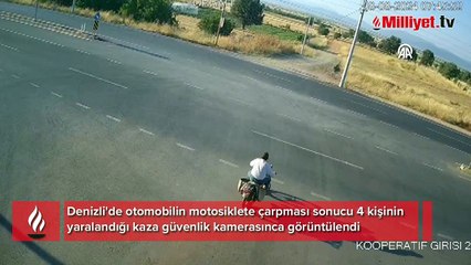Dört kişinin yaralandığı trafik kazası güvenlik kamerasında