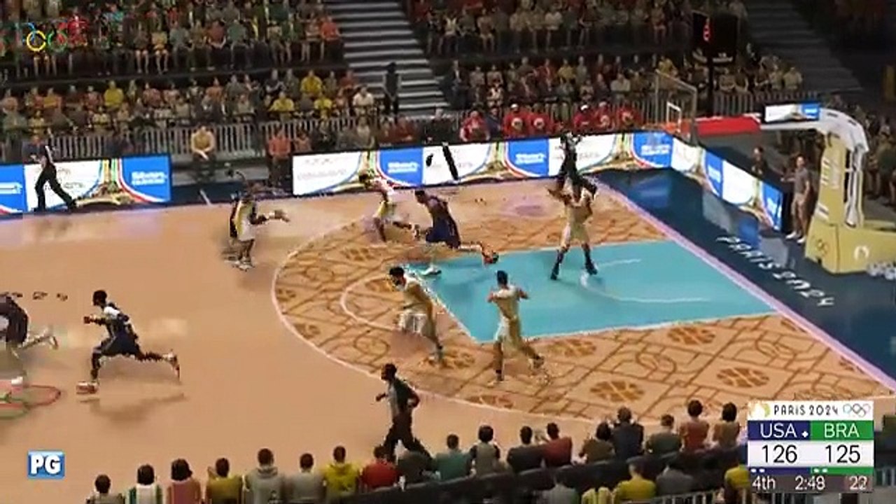USA vs BRAZIL FULL GAME HIGHLIGHTS _ 2024 Paris Olympics Men_s Basketball _ August 7_ 2024 _ 2K24(360P)