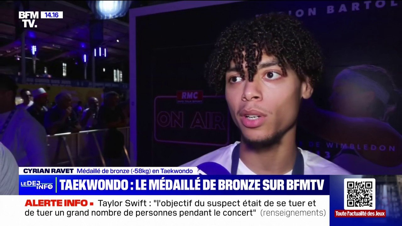 "Mon objectif, c'est être médaillé d'or aux Jeux olympiques": vainqueur de la médaille de bronze en taekwondo (-58 kg), Cyrian Ravet a déjà le regard tourné vers Los Angle