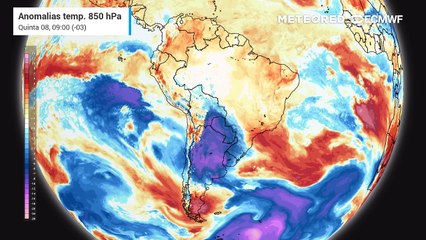Anomalia de temperatura em 850 hPa