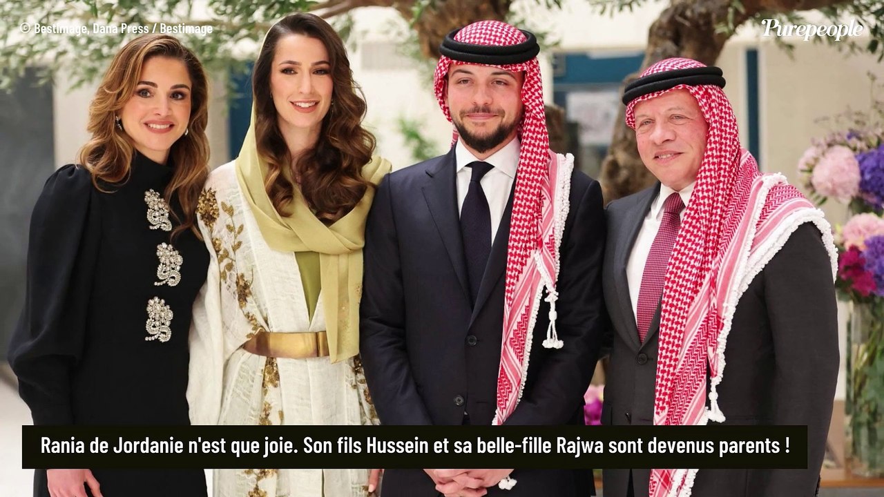 Rania de Jordanie grand-mère : premier portrait officiel de son fils Hussein et sa belle-fille Rajwa avec leur bébé Iman