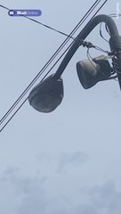 Moment Japan earthquake shakes powerlines as tsunami approaches