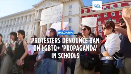 Protesters rally outside Bulgaria parliament to denounce ban on LGBTQ+ 'propaganda' in schools