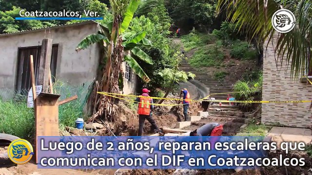 Luego de 2 años, reparan escaleras que comunican con el DIF en Coatzacoalcos