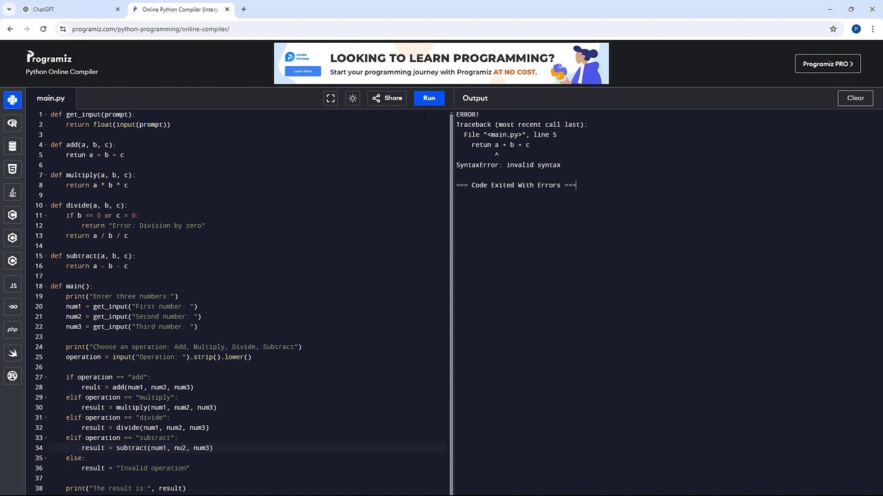ChatGPT Course Section 15 Debugging Programming Codes