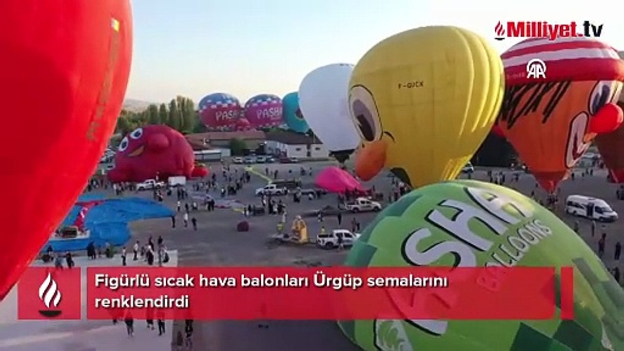 Figürlü sıcak hava balonları Ürgüp semalarını renklendirdi