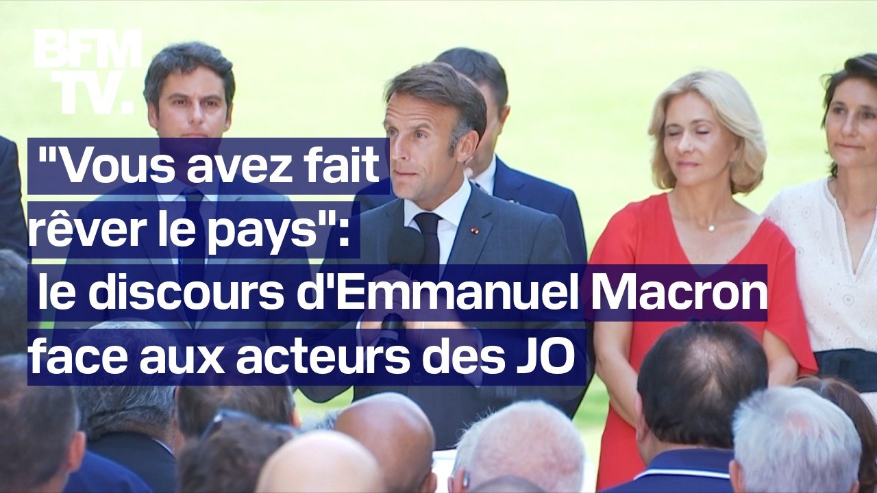 Le discours d'Emmanuel Macron face aux acteurs des Jeux olympiques Paris 2024