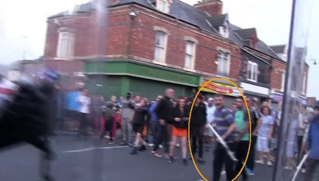 Two louts who threw objects at police during the Hartlepool riot have been locked up