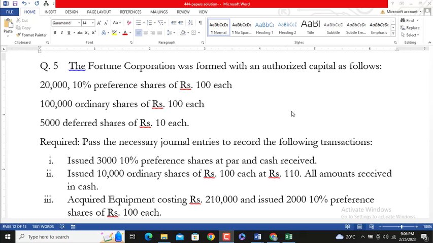 0444 Assignment No 1 Solution 2022-Autumn AiOU-Q 5 Ans-Advance Accounting