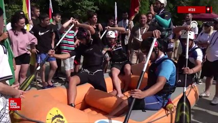 Rize'de ülkeler arası rafting yarışması yapıldı