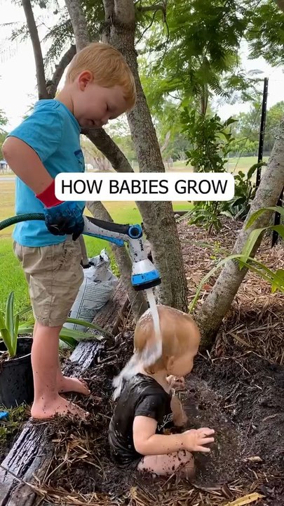 Thewaterbabyfamily Is Your Baby Comfortable With Water On Their Face Yet.                               PS.No'Garden Hoses Are Not Required.                                                 Give Your Baby A Great Start To Water By Introducing Them...!!