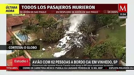 Reportan que NO hay sobrevivientes por el desplome de avión en São Paulo, Brasil
