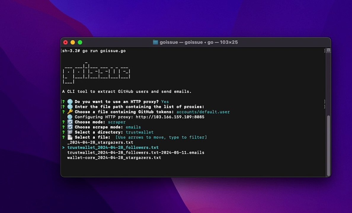 Goissue - Scraping Emails