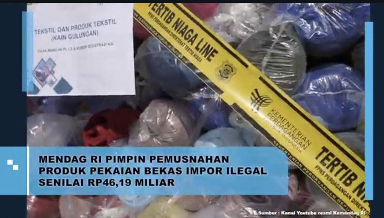 Mendag RI Pimpin Pemusnahan Produk Pakaian Bekas Impor Ilegal Senilai Rp46,19 Miliar