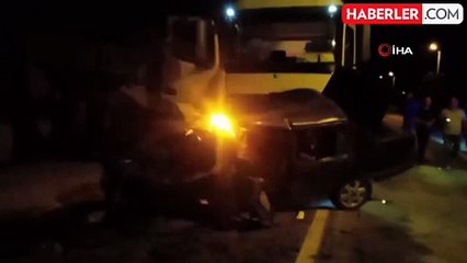 Kaza yapan otomobillere tır çarptı: 1 ölü, 1 yaralı