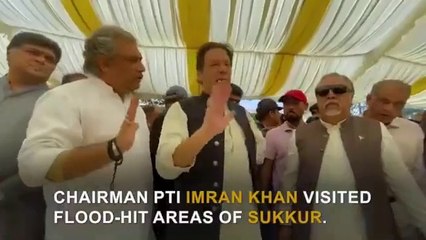 pti imran khan visit flood hit area sukkur