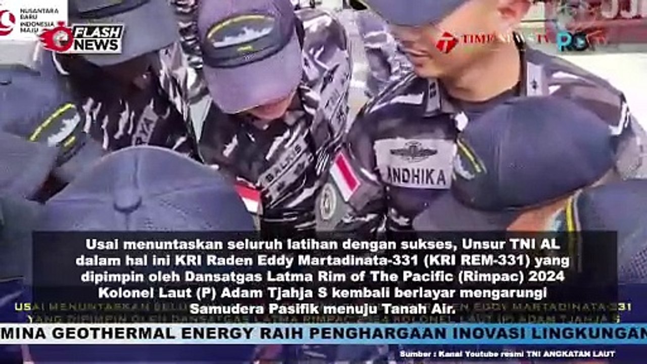 KRI RE MARTADINATA 331 BERTOLAK DARI PEARL HARBOR MENUJU INDONESIA USAI IKUTI LATMA RIMPAC 2024