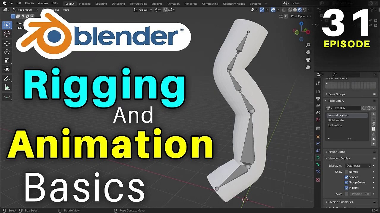 32. Blender Full Tutorial - Episode 32 - Character Rigging and Animation Basics, Armature, Bone Concept