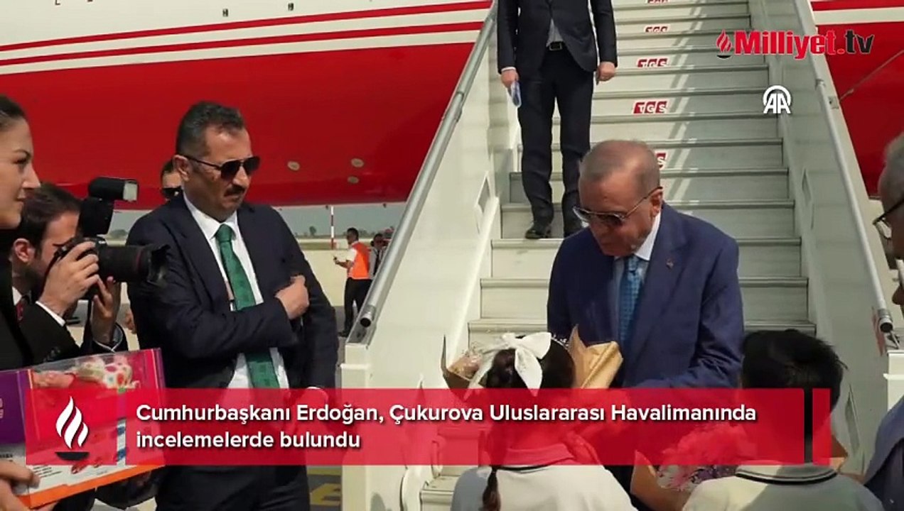 Cumhurbaşkanı Erdoğan, Çukurova Uluslararası Havalimanında incelemelerde bulundu