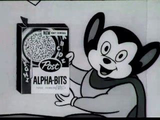 1960s Alpha Bits TV commercial - Mighty Mouse saves the day