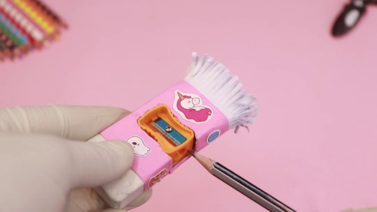 DIY 3 in 1 sharpener, brush and eraser from matchbox || Make sharpener with eraser and brush