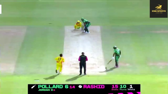 KIERON POLLARD SMASHES HIT FIVE SIXES IN FIVE BALLS OFF RASHID KHAN