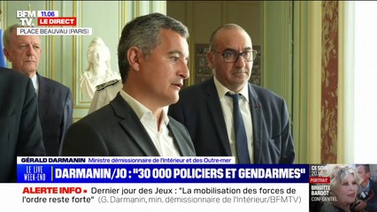 "Il n'y a pas de menace caractérisée qui touche les Jeux olympiques", affirme Gérald Darmanin, ministre démissionnaire de l'Intérieur