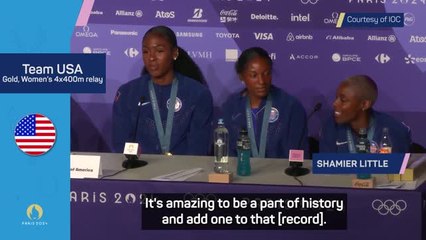 Download Video: USA women honoured to be 'part of history' with 4x400m relay gold