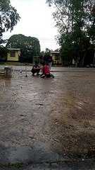 Rainy days some little boys enjoying