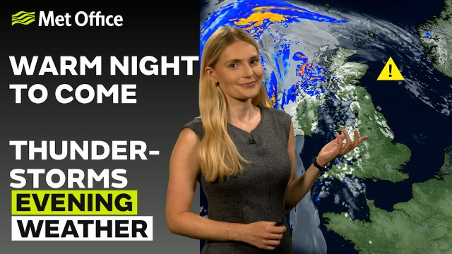Met Office Evening Weather Forecast 11/08/2024 - Muggy evening, storms later