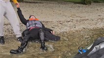 From joy to scare: Mom falls into water while camping