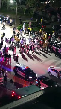 As the crowds and drummers started arriving to celebrate Argentina winning the Copa America at 73rd St by Collins Ave in Miami Beach