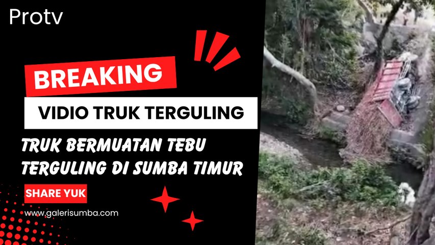 Kecelakaan Lalu Lintas di Jembatan Tattung, Sumba Timur, Truk Bermuatan Tebu Terguling